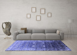 Machine Washable Oriental Blue Industrial Rug in a Living Room, wshurb2093blu