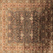 Square Machine Washable Oriental Brown Industrial Rug, wshurb2093brn