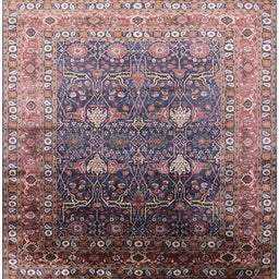 Square Mid-Century Modern Maroon Purple Oriental Rug, urb2093