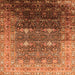 Square Machine Washable Oriental Orange Industrial Area Rugs, wshurb2093org