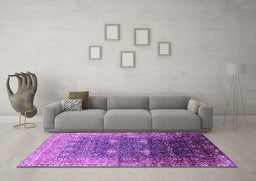 Machine Washable Oriental Purple Industrial Area Rugs in a Living Room, wshurb2093pur