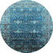 Round Oriental Light Blue Industrial Rug, urb2093lblu