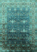 Machine Washable Oriental Turquoise Industrial Area Rugs, wshurb2093turq