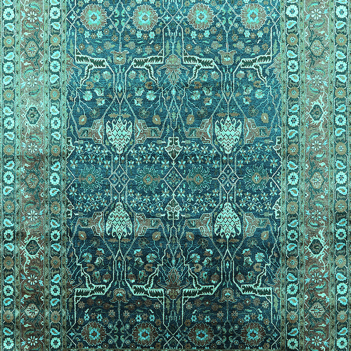 Machine Washable Oriental Turquoise Industrial Area Rugs, wshurb2093turq