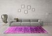 Machine Washable Oriental Pink Industrial Rug in a Living Room, wshurb2093pnk