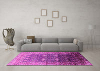 Machine Washable Oriental Pink Industrial Rug, wshurb2093pnk