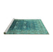 Sideview of Machine Washable Oriental Turquoise Industrial Area Rugs, wshurb2093turq