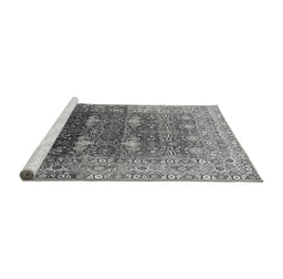Sideview of Machine Washable Oriental Gray Industrial Rug, wshurb2093gry