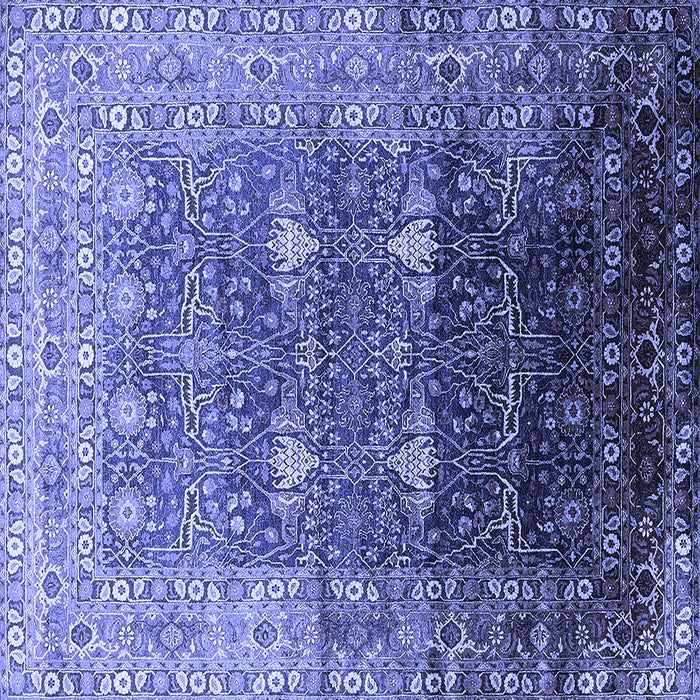 Square Machine Washable Oriental Blue Industrial Rug, wshurb2093blu
