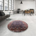 Round Machine Washable Industrial Modern Velvet Maroon Purple Rug in a Office, wshurb2093