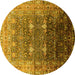 Round Oriental Yellow Industrial Rug, urb2093yw