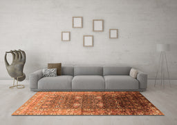 Machine Washable Oriental Orange Industrial Area Rugs in a Living Room, wshurb2093org