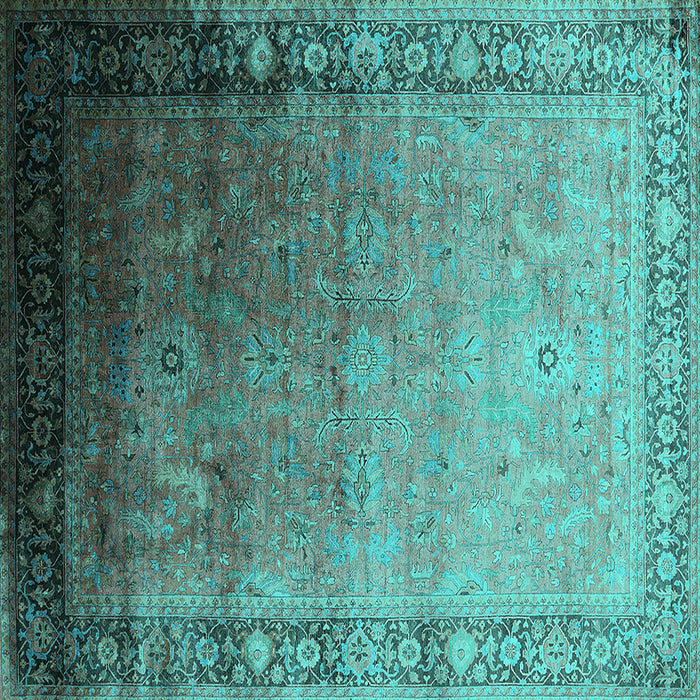 Square Oriental Turquoise Industrial Rug, urb2094turq