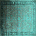 Square Oriental Turquoise Industrial Rug, urb2094turq