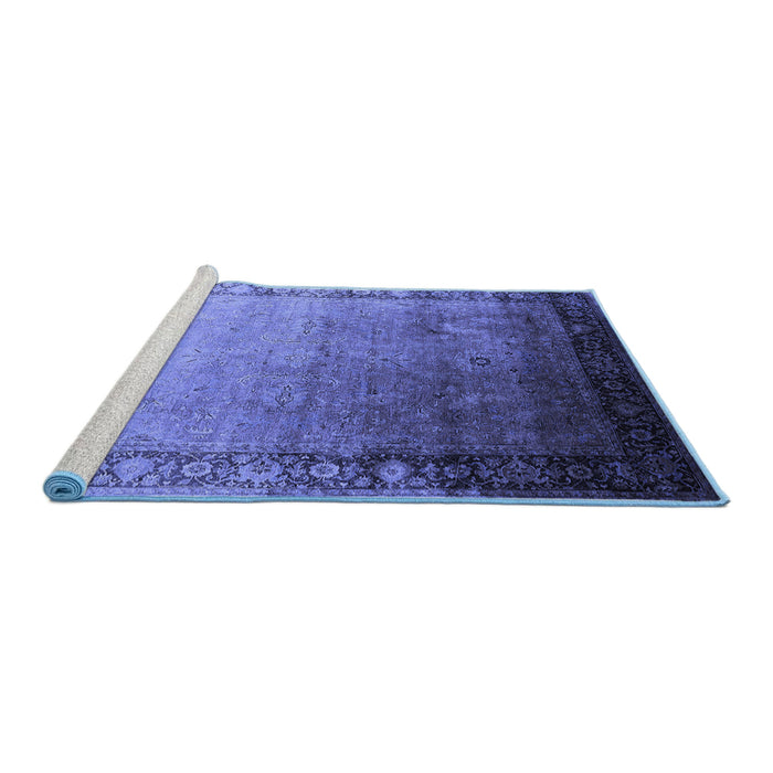 Sideview of Machine Washable Oriental Blue Industrial Rug, wshurb2094blu