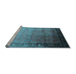 Sideview of Machine Washable Oriental Light Blue Industrial Rug, wshurb2094lblu