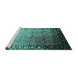 Sideview of Machine Washable Oriental Turquoise Industrial Area Rugs, wshurb2094turq