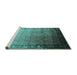 Sideview of Machine Washable Oriental Turquoise Industrial Area Rugs, wshurb2094turq