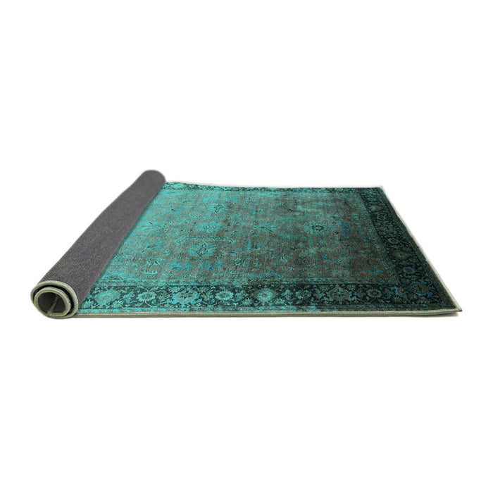 Sideview of Oriental Turquoise Industrial Rug, urb2094turq