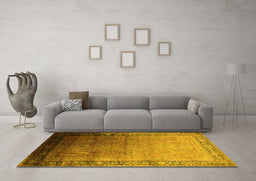 Machine Washable Oriental Yellow Industrial Rug in a Living Room, wshurb2094yw