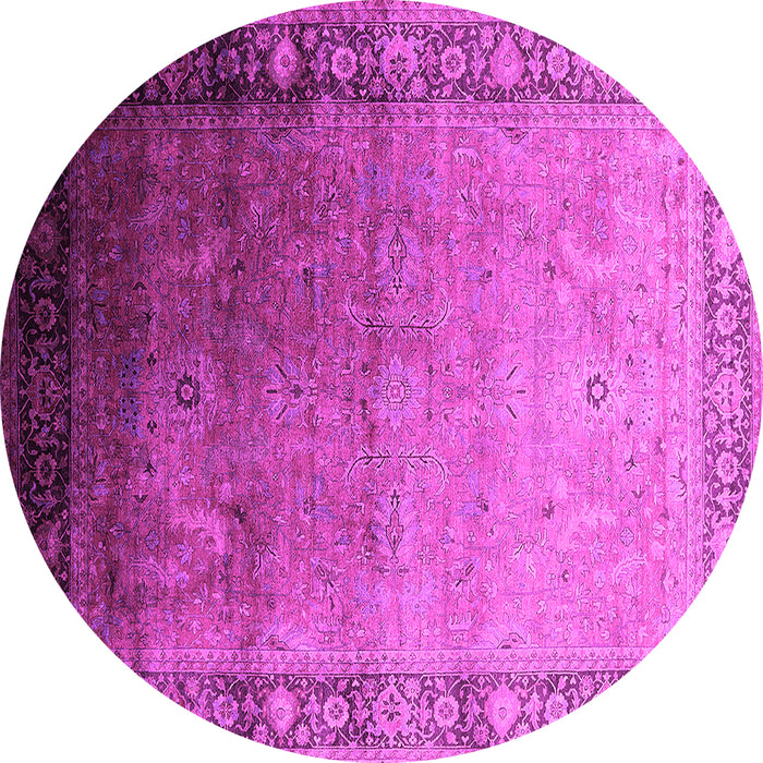 Round Machine Washable Oriental Pink Industrial Rug, wshurb2094pnk