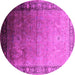 Round Machine Washable Oriental Pink Industrial Rug, wshurb2094pnk