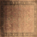 Square Machine Washable Oriental Brown Industrial Rug, wshurb2094brn