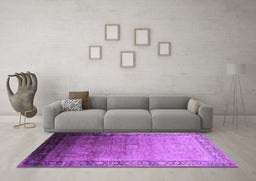 Machine Washable Oriental Purple Industrial Area Rugs in a Living Room, wshurb2094pur