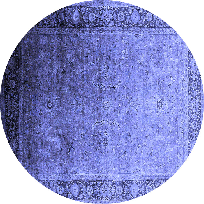 Round Oriental Blue Industrial Rug, urb2094blu
