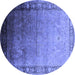 Round Oriental Blue Industrial Rug, urb2094blu