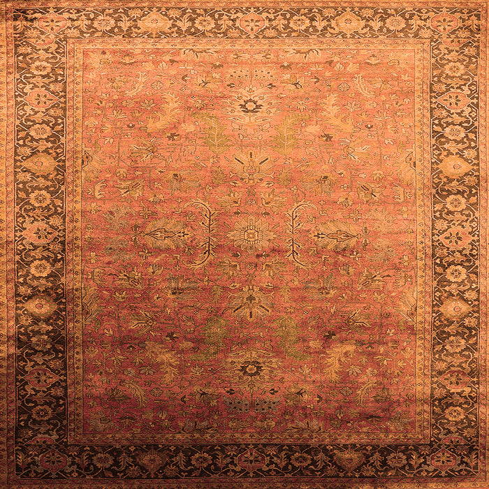 Square Oriental Orange Industrial Rug, urb2094org
