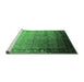 Sideview of Machine Washable Oriental Emerald Green Industrial Area Rugs, wshurb2094emgrn