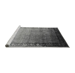 Sideview of Machine Washable Oriental Gray Industrial Rug, wshurb2094gry