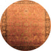 Round Oriental Orange Industrial Rug, urb2094org