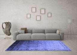 Machine Washable Oriental Blue Industrial Rug in a Living Room, wshurb2094blu
