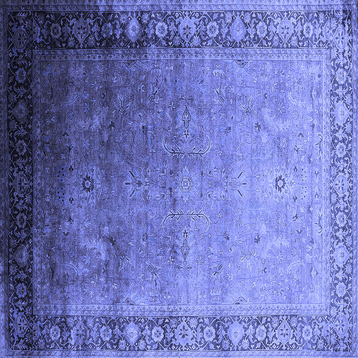 Square Machine Washable Oriental Blue Industrial Rug, wshurb2094blu