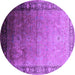 Round Machine Washable Oriental Purple Industrial Area Rugs, wshurb2094pur