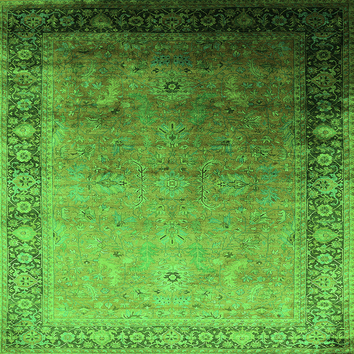 Square Machine Washable Oriental Green Industrial Area Rugs, wshurb2094grn