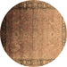 Round Oriental Brown Industrial Rug, urb2094brn