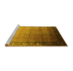 Sideview of Machine Washable Oriental Yellow Industrial Rug, wshurb2094yw