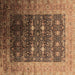 Square Machine Washable Oriental Brown Industrial Rug, wshurb2095brn