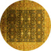 Round Oriental Yellow Industrial Rug, urb2095yw