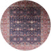 Round Mid-Century Modern Purple Oriental Rug, urb2095