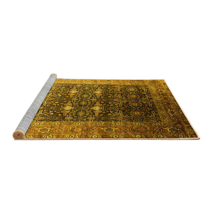 Sideview of Machine Washable Oriental Yellow Industrial Rug, wshurb2095yw