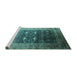 Sideview of Machine Washable Oriental Turquoise Industrial Area Rugs, wshurb2095turq