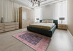 Mid-Century Modern Purple Oriental Rug in a Bedroom, urb2095