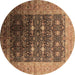 Round Oriental Brown Industrial Rug, urb2095brn