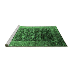 Sideview of Machine Washable Oriental Emerald Green Industrial Area Rugs, wshurb2095emgrn