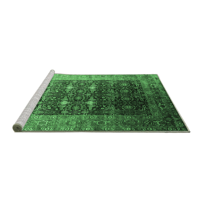 Sideview of Machine Washable Oriental Emerald Green Industrial Area Rugs, wshurb2095emgrn