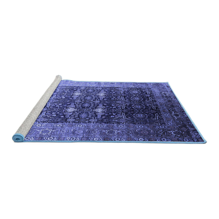 Sideview of Machine Washable Oriental Blue Industrial Rug, wshurb2095blu